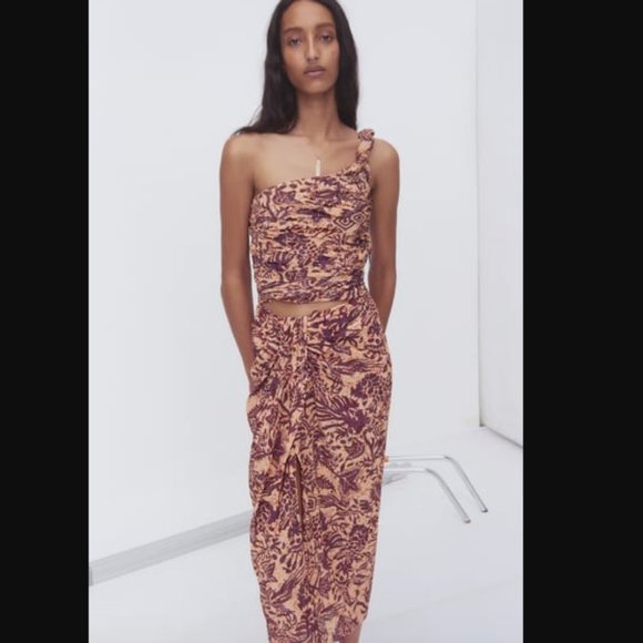 Zara Printed Co-Ord Sarong Skirt Set  Sz XS NWT - Picture 8 of 11